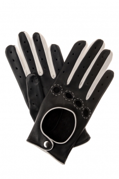 Damen Autohandschuhe schwarz/weiß