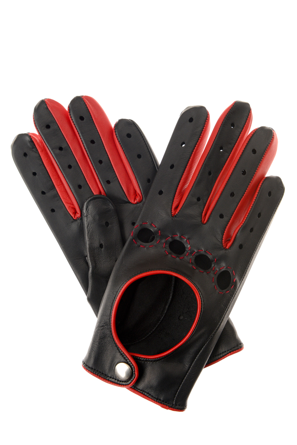 Damen Autohandschuhe schwarz/rot